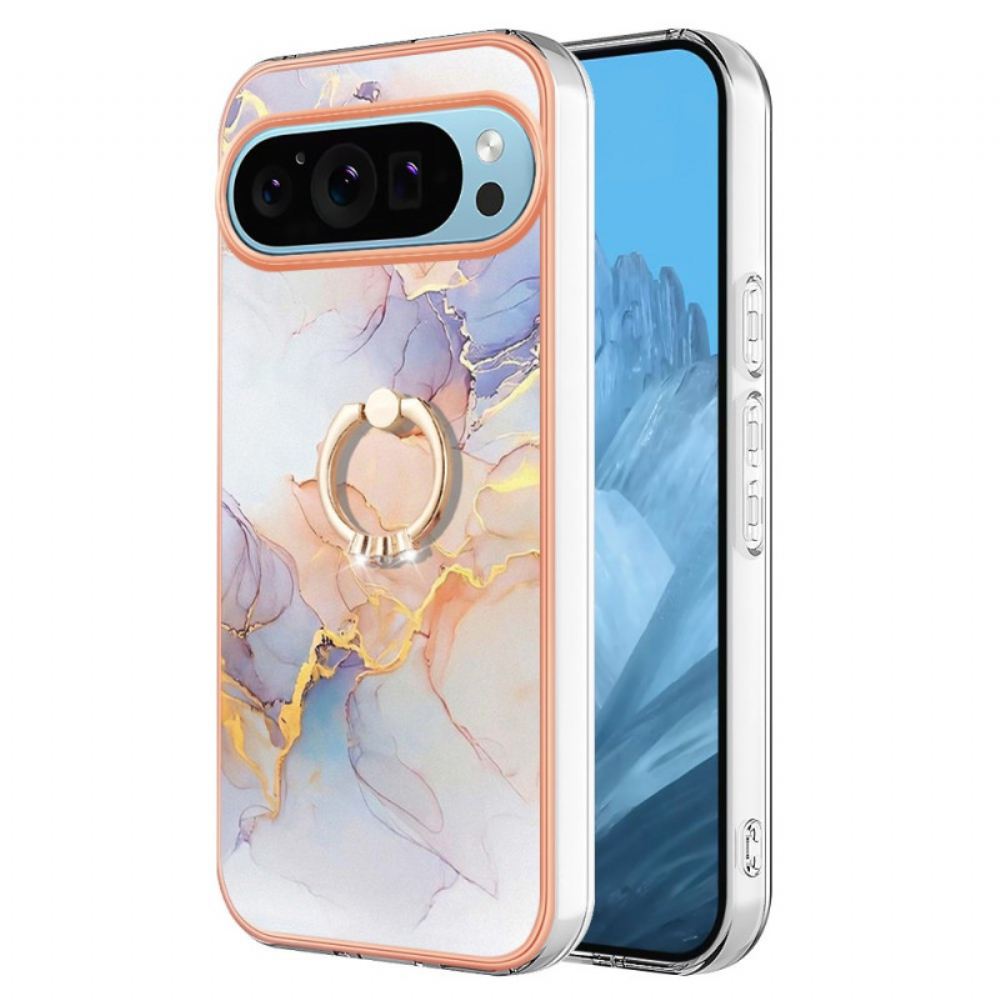 Kryt Google Pixel 9 Kryty Na Mobil Podpěrný Kroužek Z Bílého Mramoru Milky Way