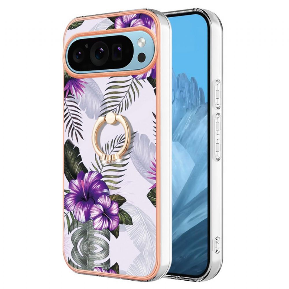 Kryt Google Pixel 9 Kryty Na Mobil Podpěrný Prsten Purple Flowers