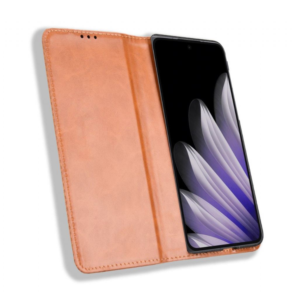 Kožené Pouzdro Folio Na Oppo Find N5 Vintage Okraj