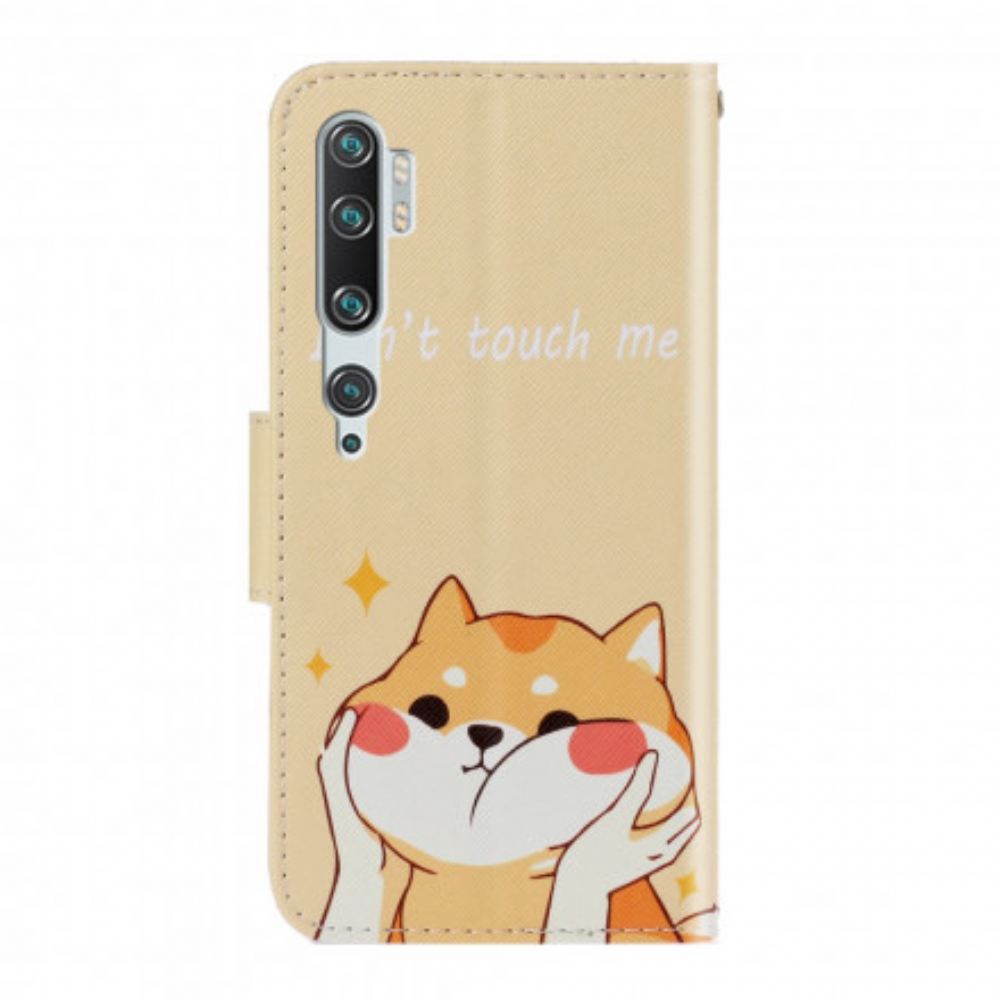 Flipové Pouzdro Na Xiaomi Mi Note 10 / 10 Pro Na Lana Nedotýkej Se Mě Strappy Cat