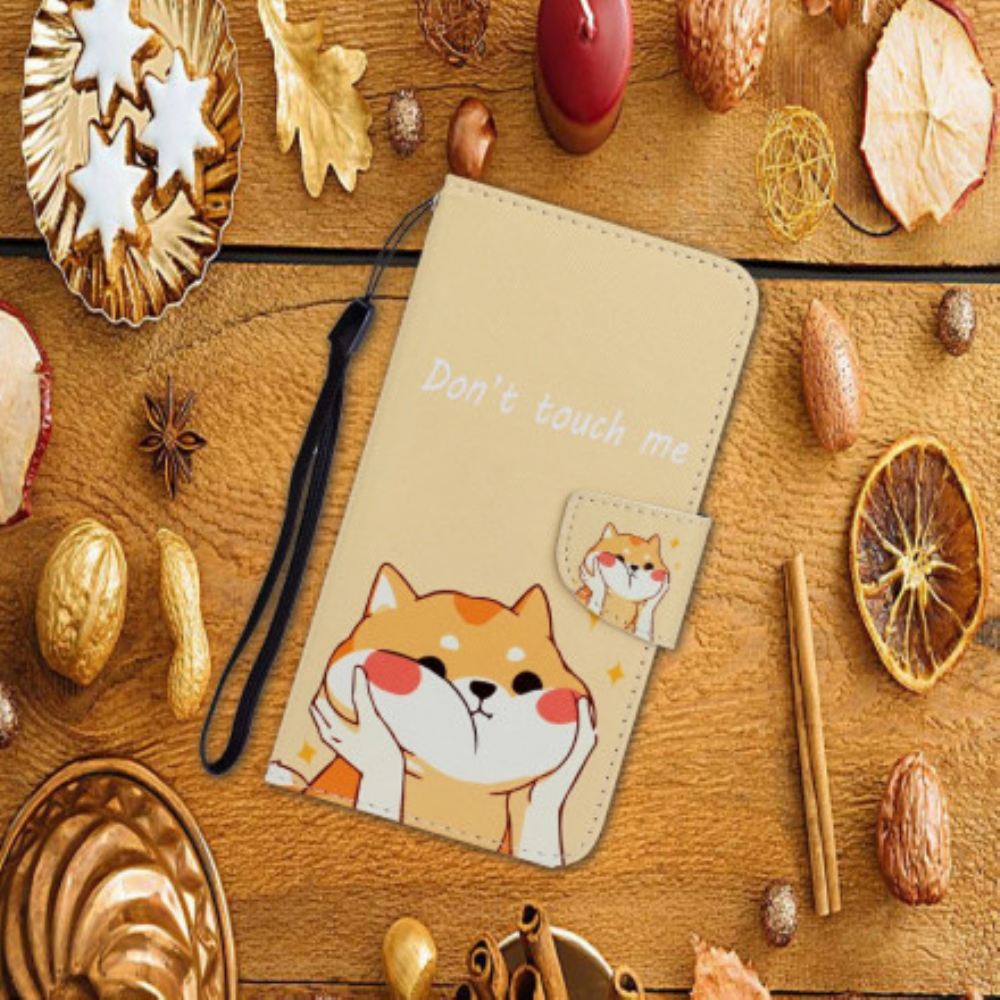 Flipové Pouzdro Na Xiaomi Mi Note 10 / 10 Pro Na Lana Nedotýkej Se Mě Strappy Cat