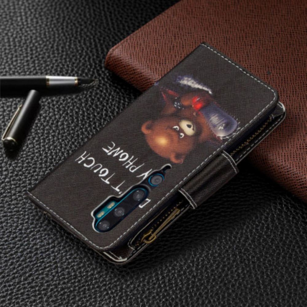 Flipové Pouzdro Na Xiaomi Mi Note 10 / 10 Pro Medvědí Kapsa Na Zip