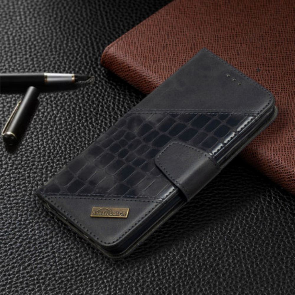 Kožené Pouzdro Na Xiaomi Mi Note 10 / 10 Pro Klasický Efekt Krokodýlí Kůže