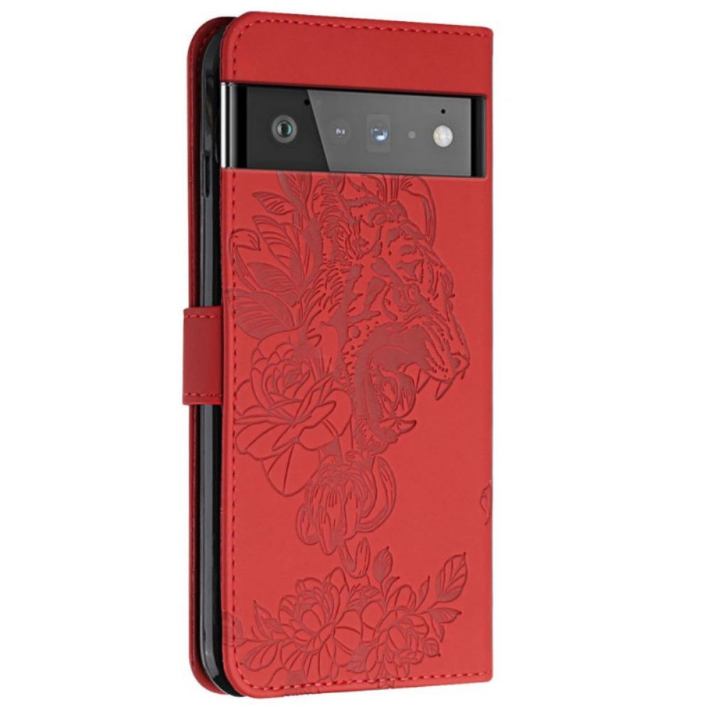 Flipové Pouzdro Na Google Pixel 6 Barokní Tygr A Štras