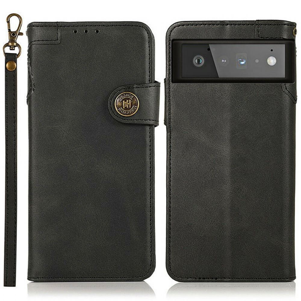Flipové Pouzdro Na Google Pixel 6 Knoflík Z Umělé Kůže Khazneh