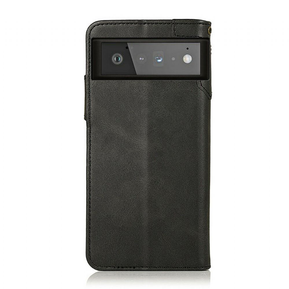 Flipové Pouzdro Na Google Pixel 6 Knoflík Z Umělé Kůže Khazneh