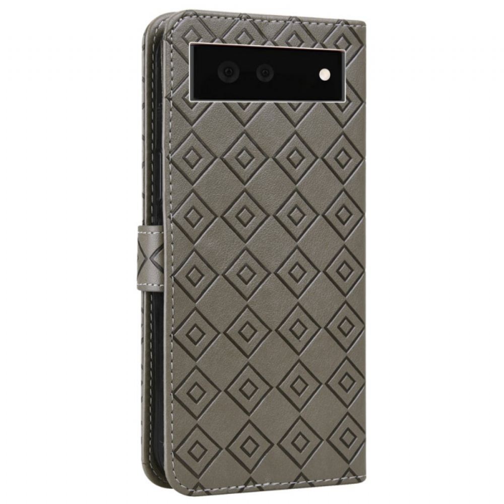 Flipové Pouzdro Na Google Pixel 6 Kontrolní Vzor Imitace Kůže