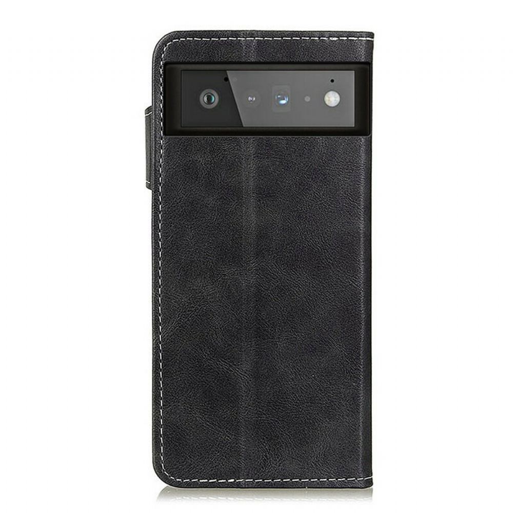 Flipové Pouzdro Na Google Pixel 6 Umělecké Šicí Tlačítko