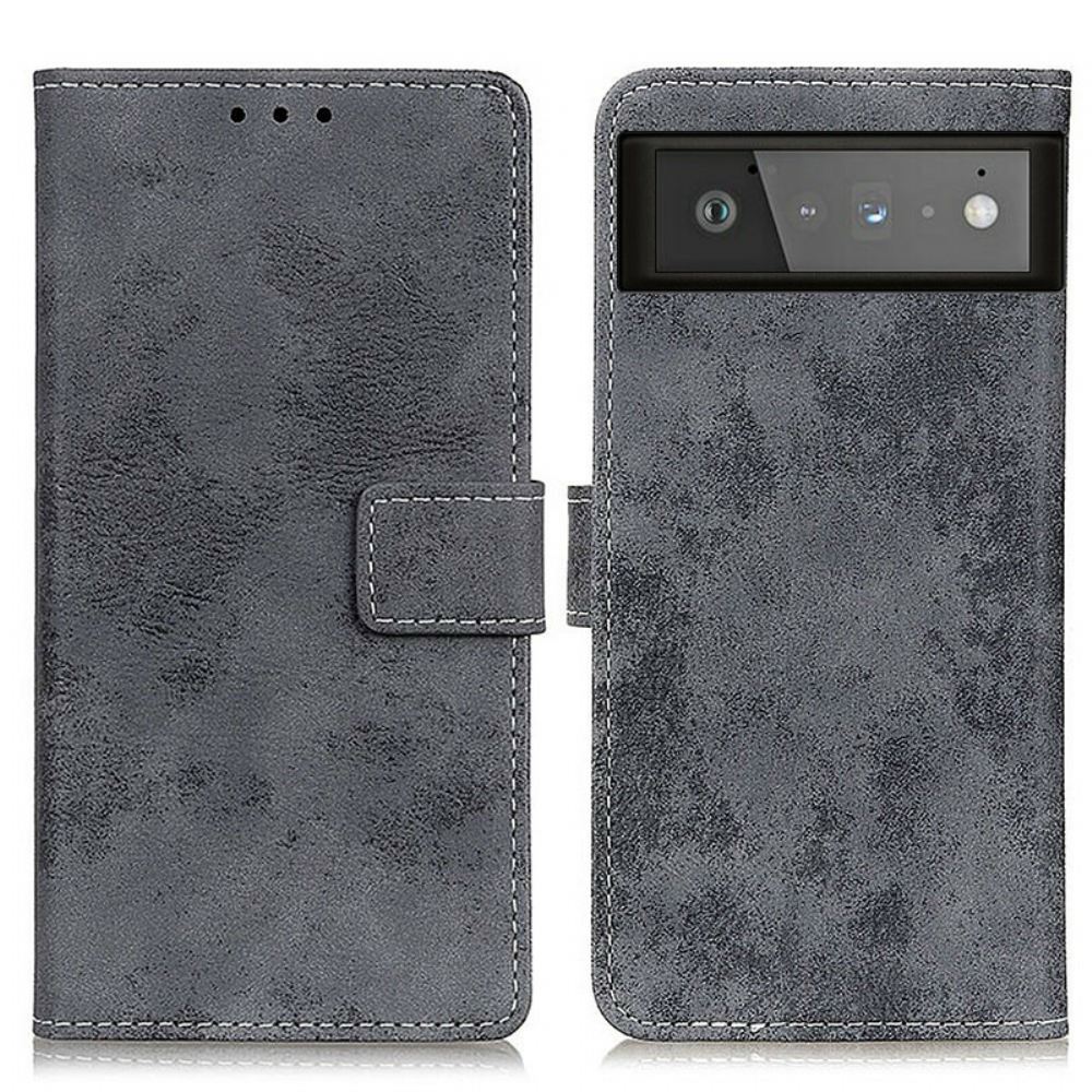 Flipové Pouzdro Na Google Pixel 6 Vintage Kožený Efekt