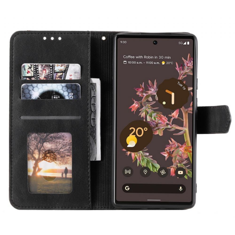 Flipové Pouzdro Na Google Pixel 6 Švy Na Dotek Pokožky