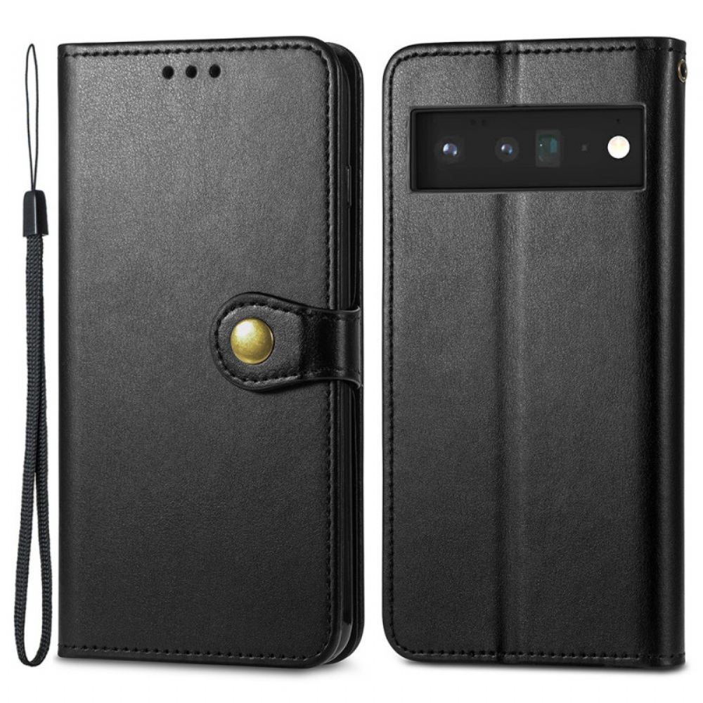 Kožené Pouzdro Na Google Pixel 6 Umělá Kůže A Vintage Spona