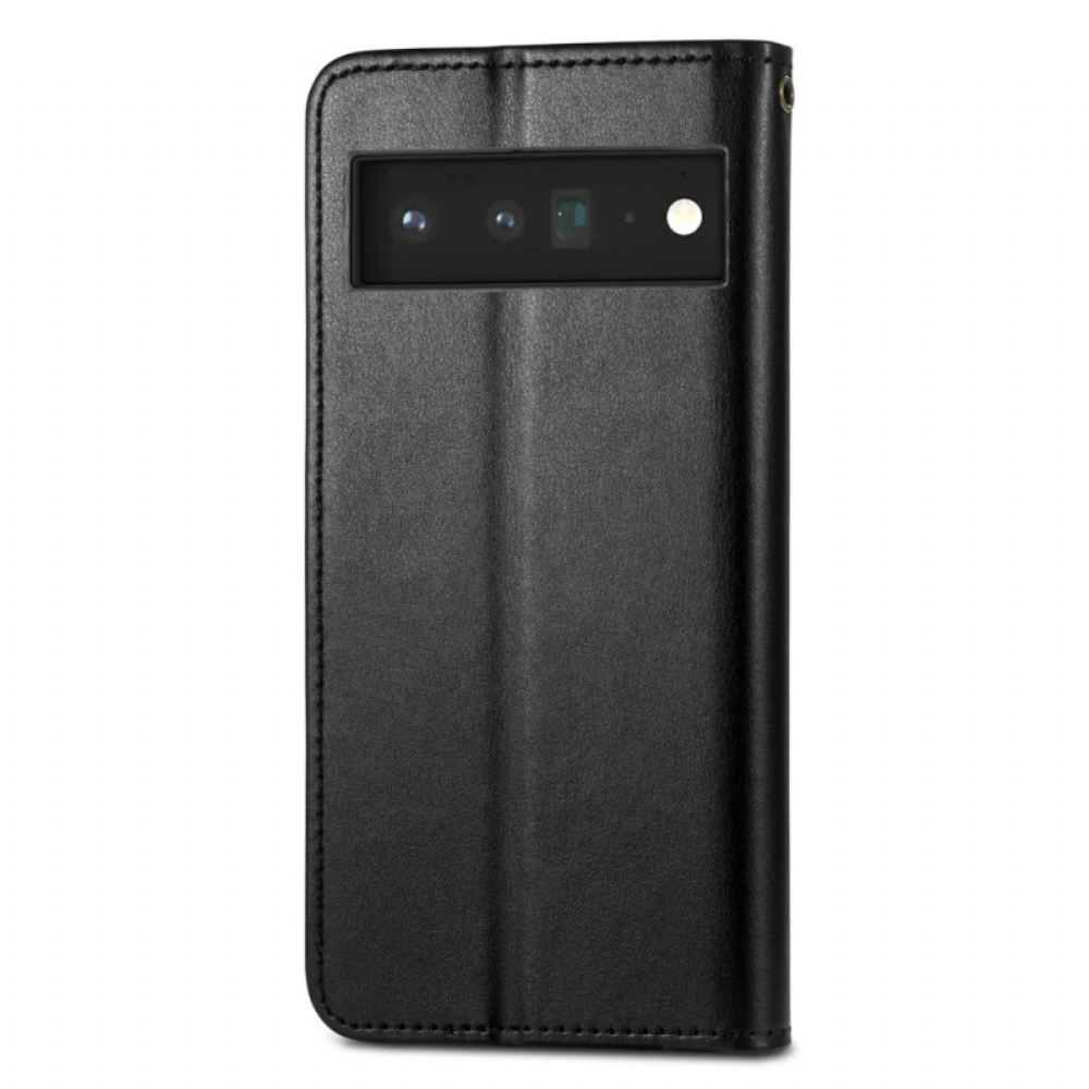 Kožené Pouzdro Na Google Pixel 6 Umělá Kůže A Vintage Spona