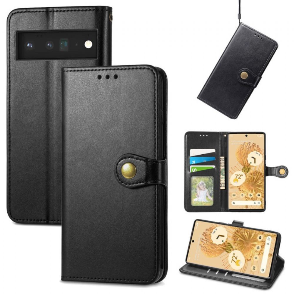 Kožené Pouzdro Na Google Pixel 6 Umělá Kůže A Vintage Spona