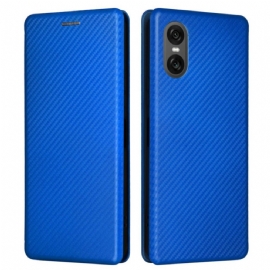 Kožené Pouzdro Folio Sony Xperia 10 Vi Uhlíkové Vlákno