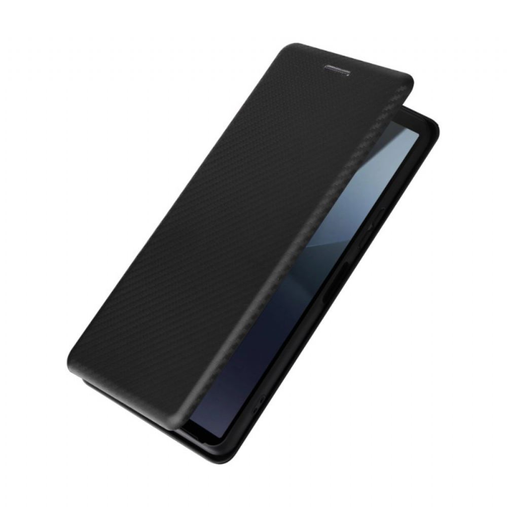 Kožené Pouzdro Folio Sony Xperia 10 Vi Uhlíkové Vlákno