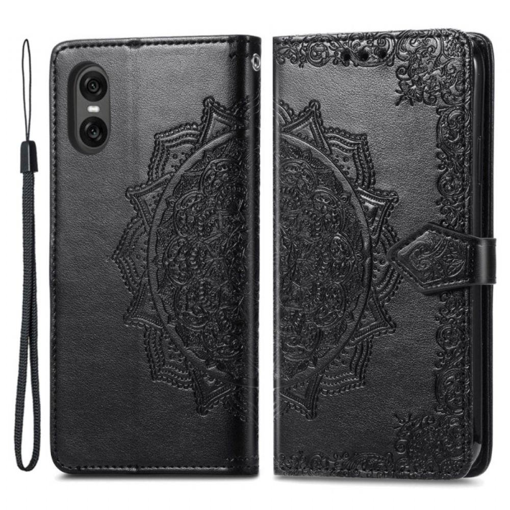 Kožený Kryt Na Sony Xperia 10 Vi Barokní Mandala S Řemínkem