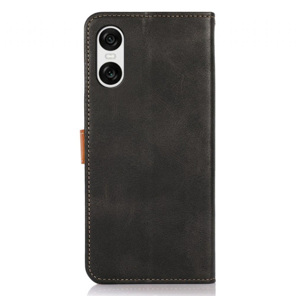 Kožený Kryt Na Sony Xperia 10 Vi Khazneh Kovová Přezka