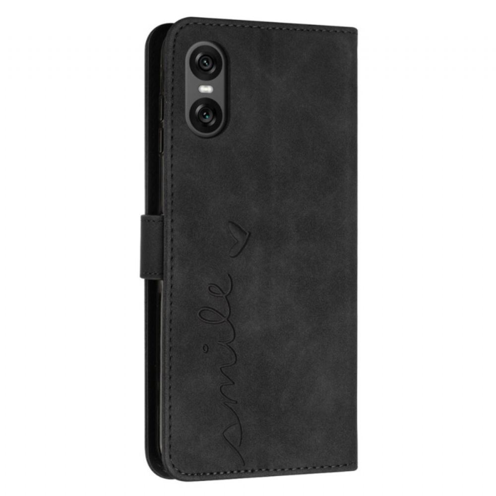Kožený Kryt Na Sony Xperia 10 Vi Úsměv Na Lanyard