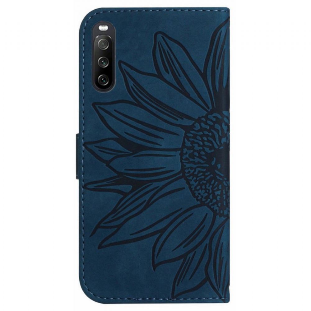 Kožený Kryt Sony Xperia 10 Vi Slunečnicový Ramenní Popruh