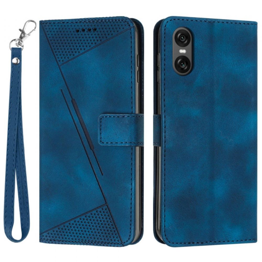 Kožený Kryt Sony Xperia 10 Vi Trojúhelník Popruhu