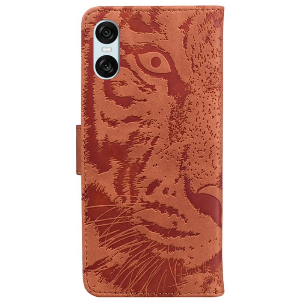Kožený Kryt Sony Xperia 10 Vi Tygří Stopa