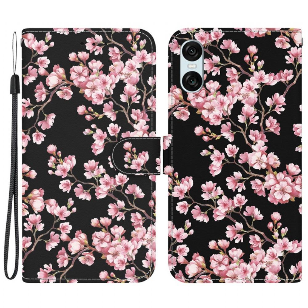 Kožený Kryt Sony Xperia 10 Vi Švestkové Květy