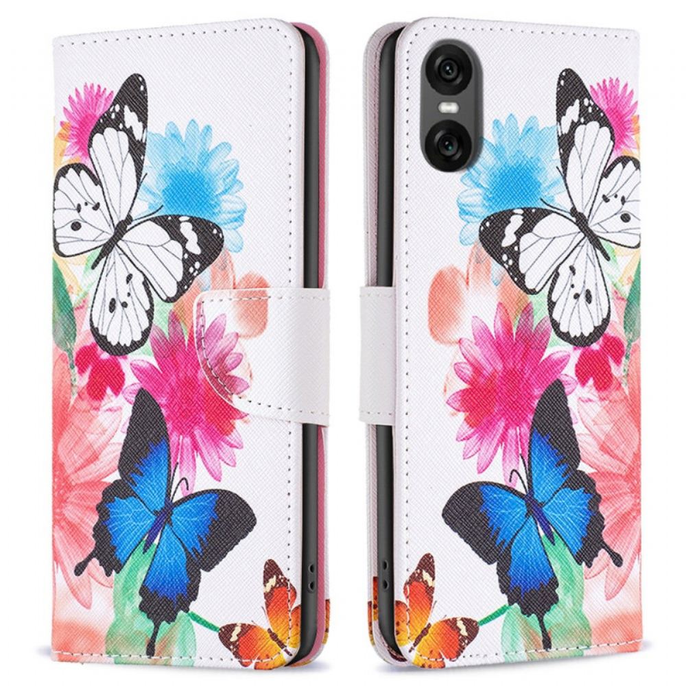 Peněženková Pouzdra Sony Xperia 10 Vi Dva Motýli