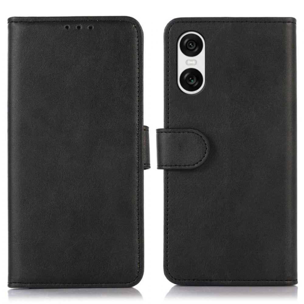 Peněženková Pouzdra Sony Xperia 10 Vi Kryty Na Mobil Magnetická Spona S Koženým Efektem
