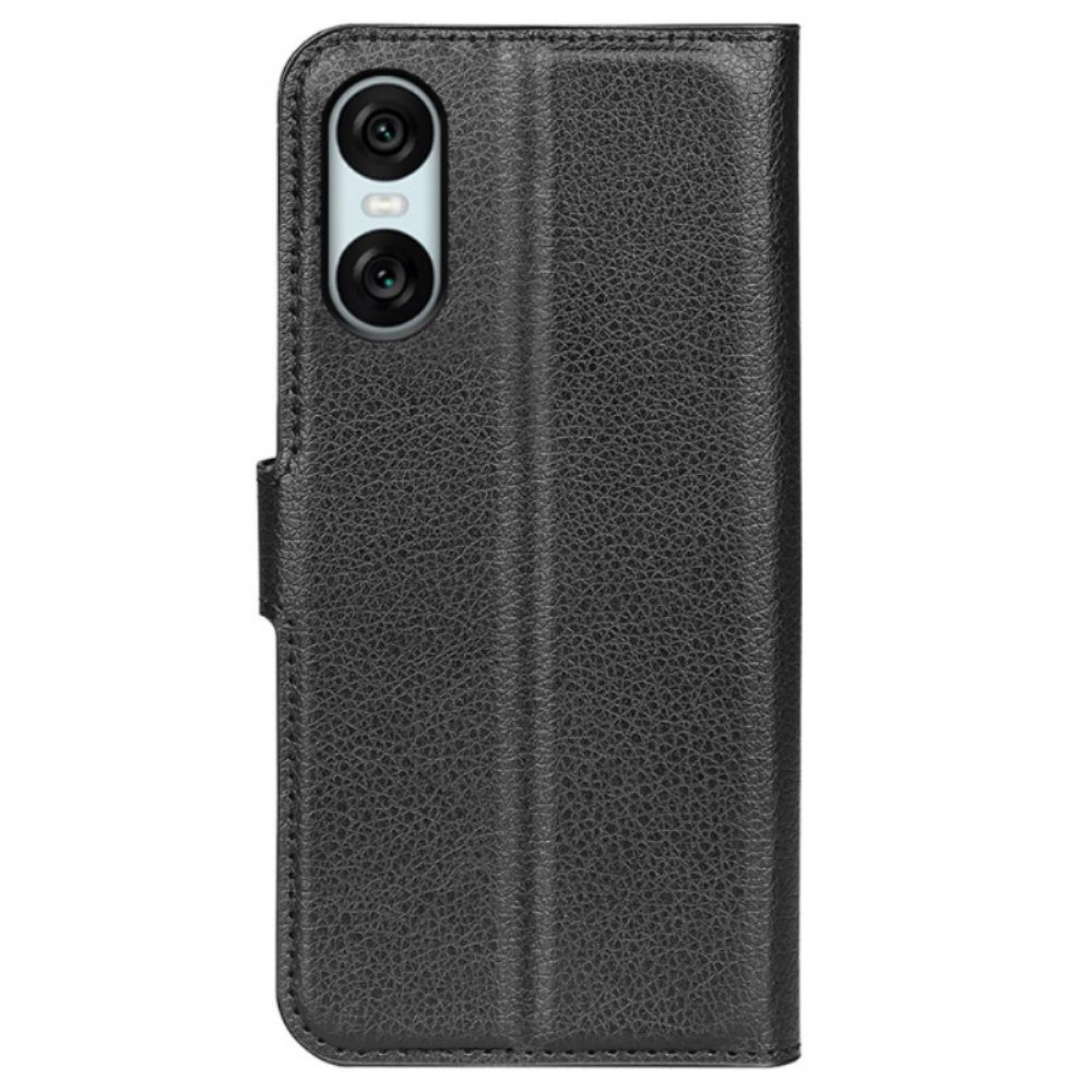 Peněženková Pouzdra Sony Xperia 10 Vi Kryty Na Mobil Umělá Kůže Litchi