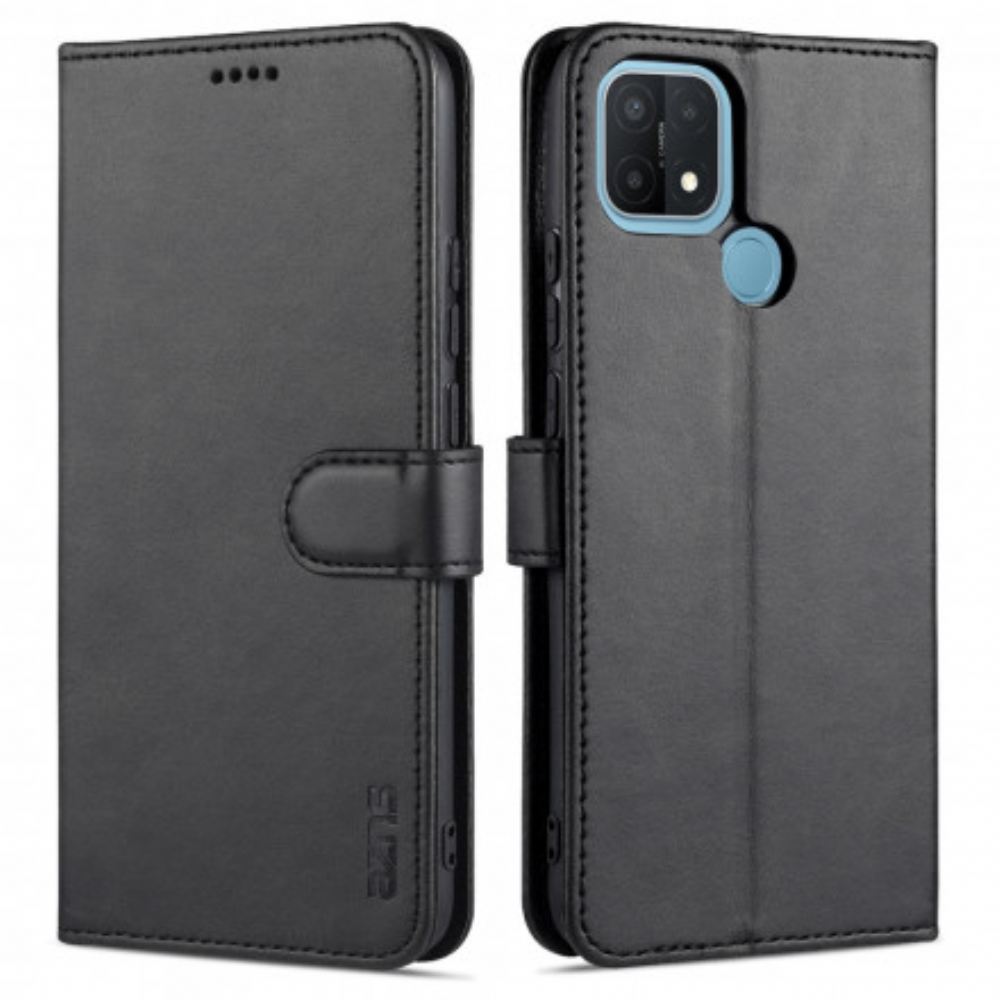 Flipové Pouzdro Na Oppo A15 Kožený Efekt Azns