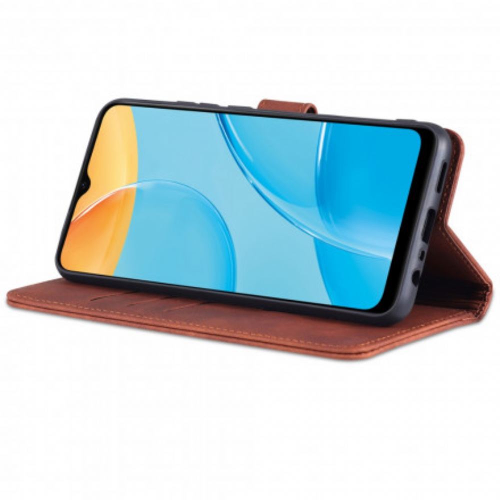 Flipové Pouzdro Na Oppo A15 Kožený Efekt Azns