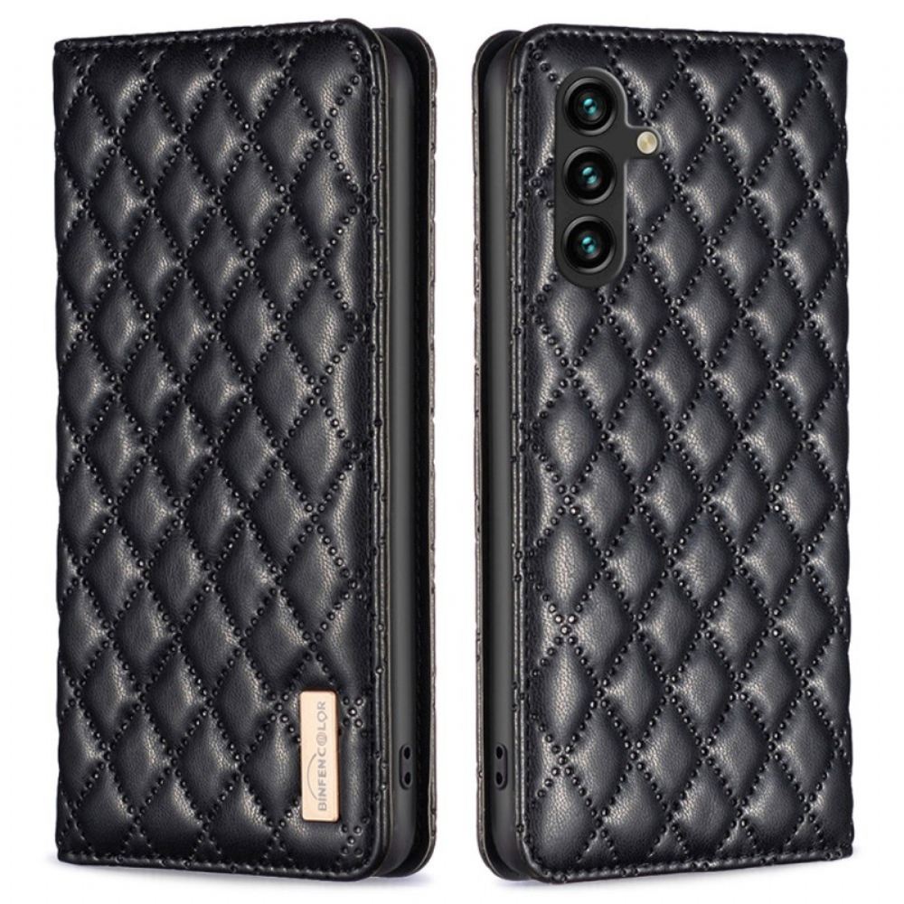 Kožené Pouzdro Folio Samsung Galaxy A15 Prošívaná Binfen Barva