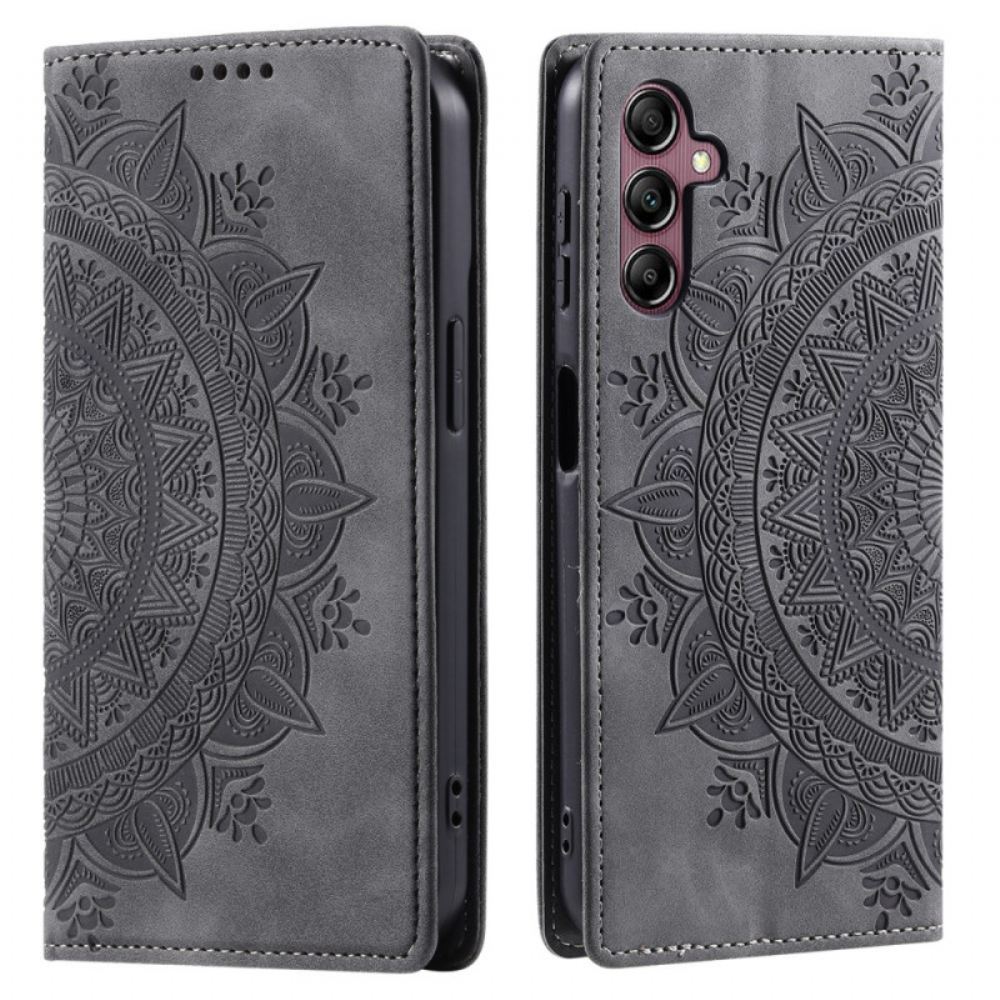 Kožené Pouzdro Folio Samsung Galaxy A15 Styl Semišové Mandaly
