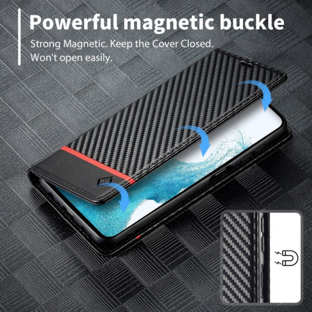 Kožené Pouzdro Folio Samsung Galaxy A15 Uhlíkové Vlákno Lc.imeeke