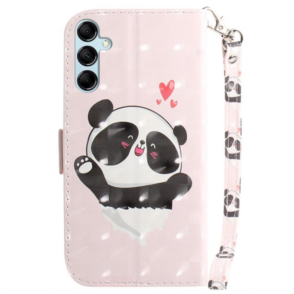 Kožený Kryt Na Samsung Galaxy A15 Panda Love S Popruhem