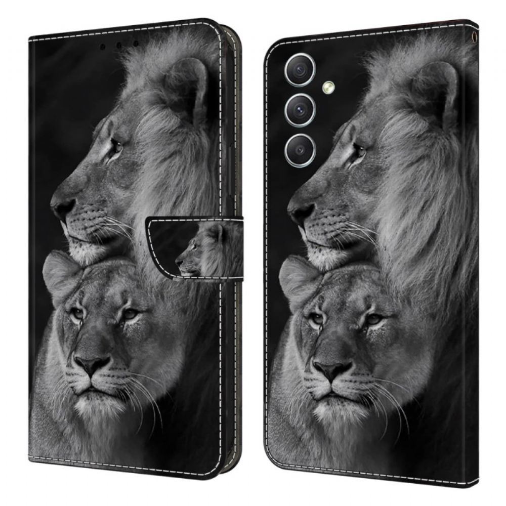 Kožený Kryt Na Samsung Galaxy A15 Pár Lvů