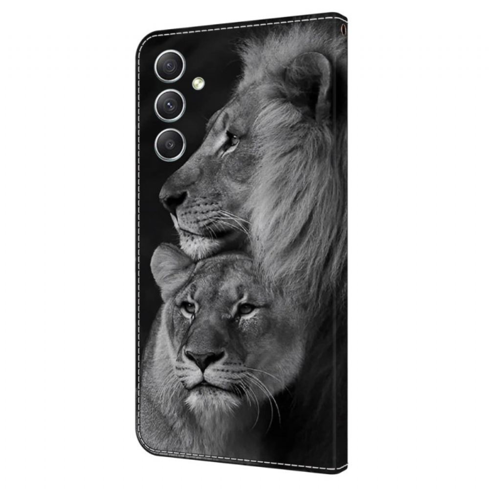 Kožený Kryt Na Samsung Galaxy A15 Pár Lvů