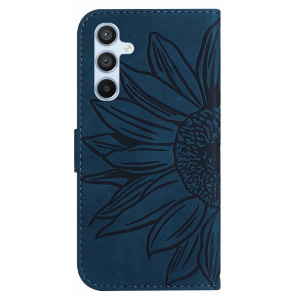 Kožený Kryt Na Samsung Galaxy A15 Slunečnice S Ramenním Popruhem