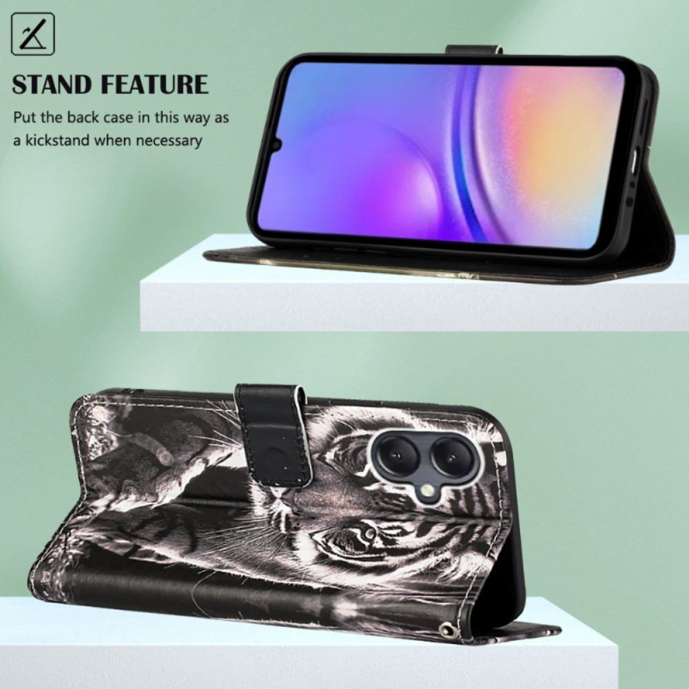 Kožený Kryt Na Samsung Galaxy A15 Tygr S Popruhem