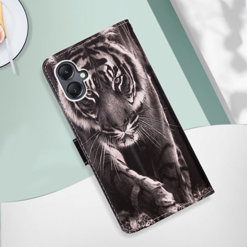 Kožený Kryt Na Samsung Galaxy A15 Tygr S Popruhem