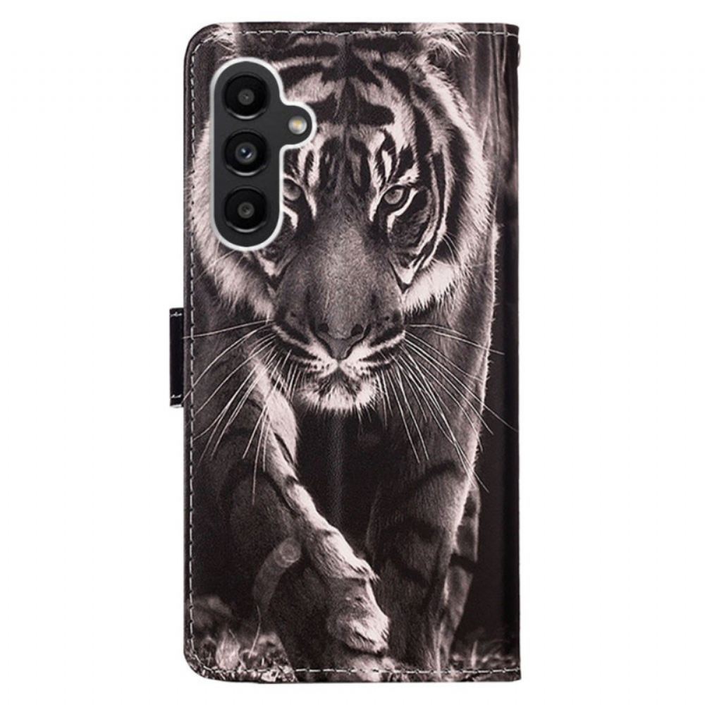 Kožený Kryt Na Samsung Galaxy A15 Tygr S Popruhem