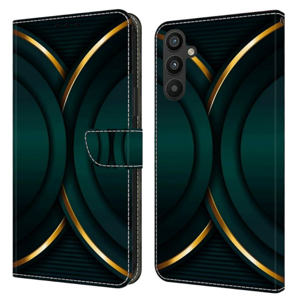 Kožený Kryt Na Samsung Galaxy A15 Zlatý Obrys