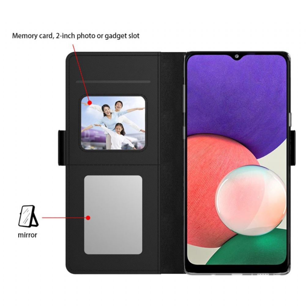 Kožený Kryt Na Samsung Galaxy A15 Zrcadlový A Odnímatelný Držák Karty