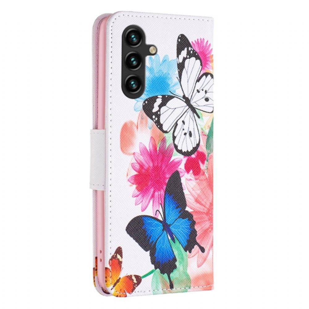Kožený Kryt Samsung Galaxy A15 Dva Motýli