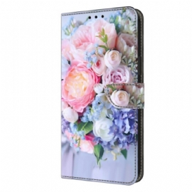 Kožený Kryt Samsung Galaxy A15 Kytice Květin
