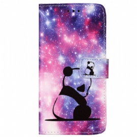 Kožený Kryt Samsung Galaxy A15 Panda S Popruhem