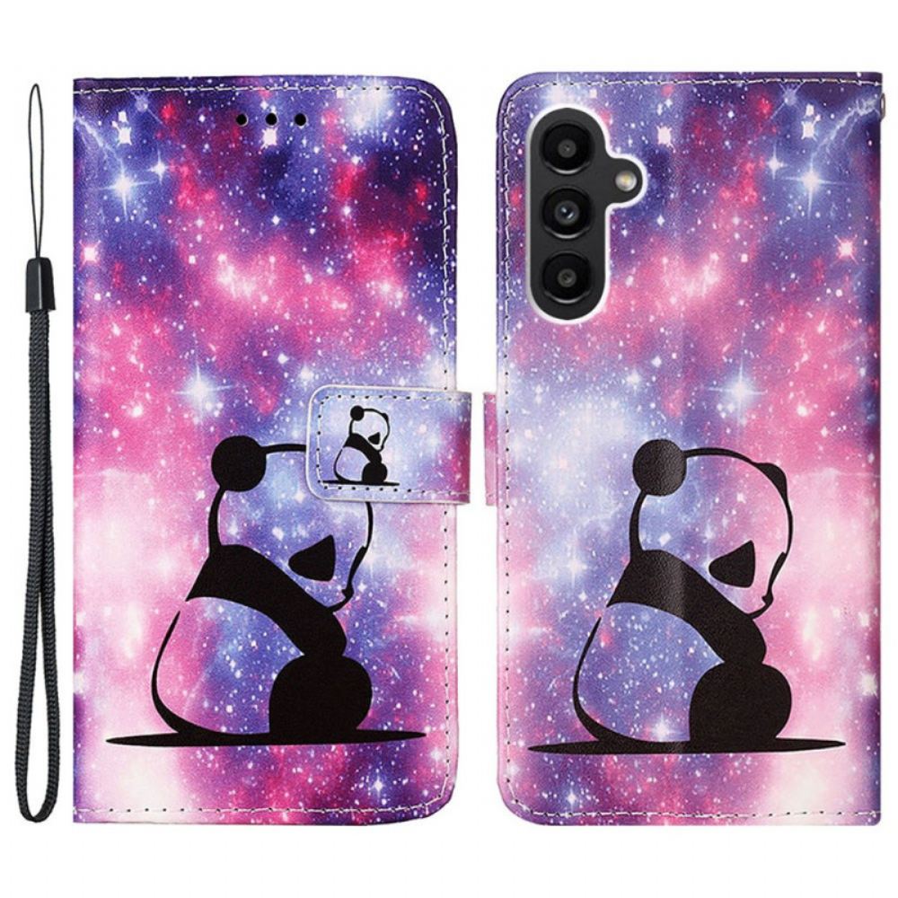Kožený Kryt Samsung Galaxy A15 Panda S Popruhem