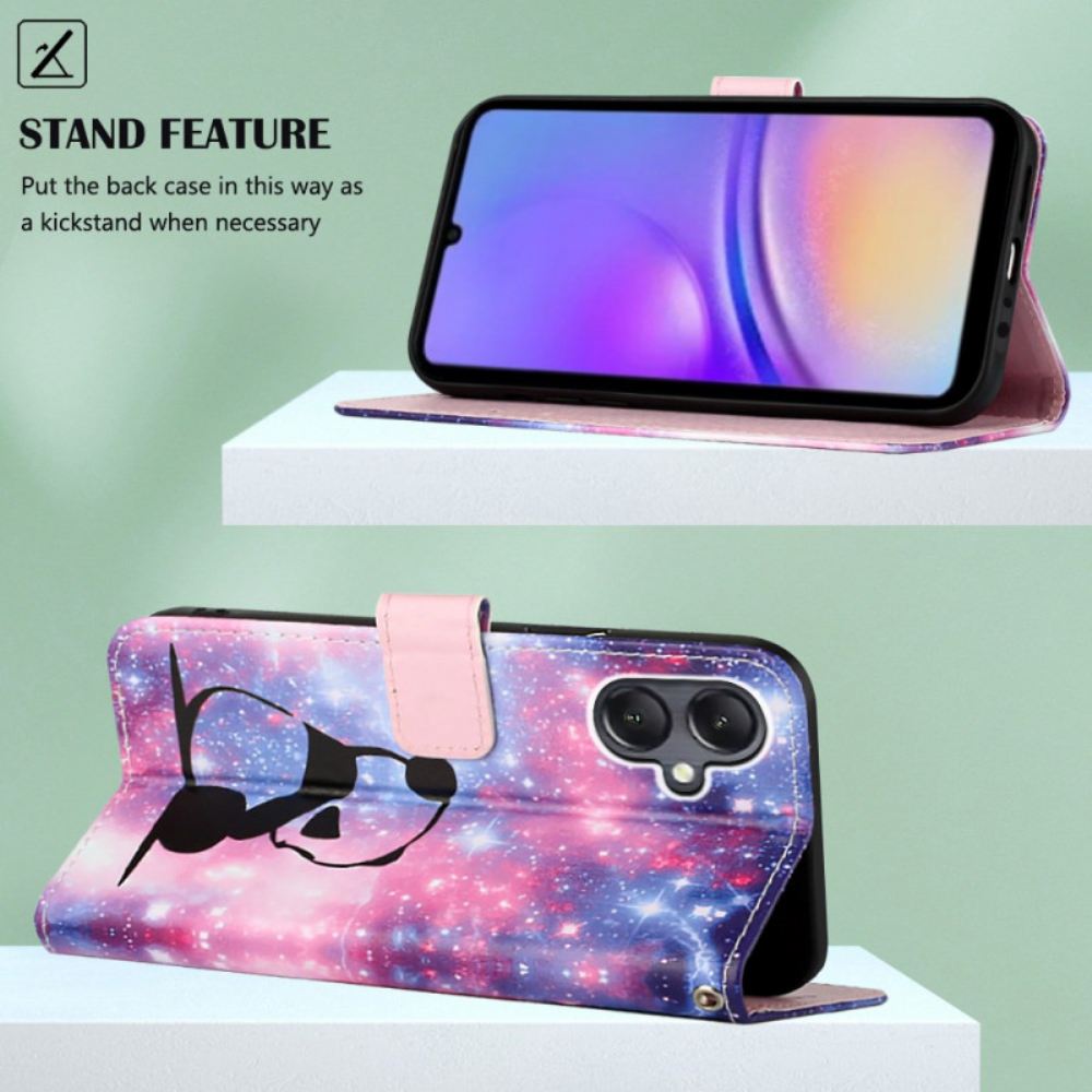 Kožený Kryt Samsung Galaxy A15 Panda S Popruhem