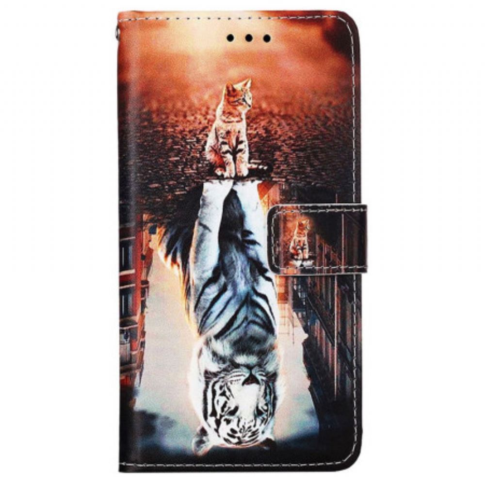 Kožený Kryt Samsung Galaxy A15 Sen O Kotěti S Popruhem