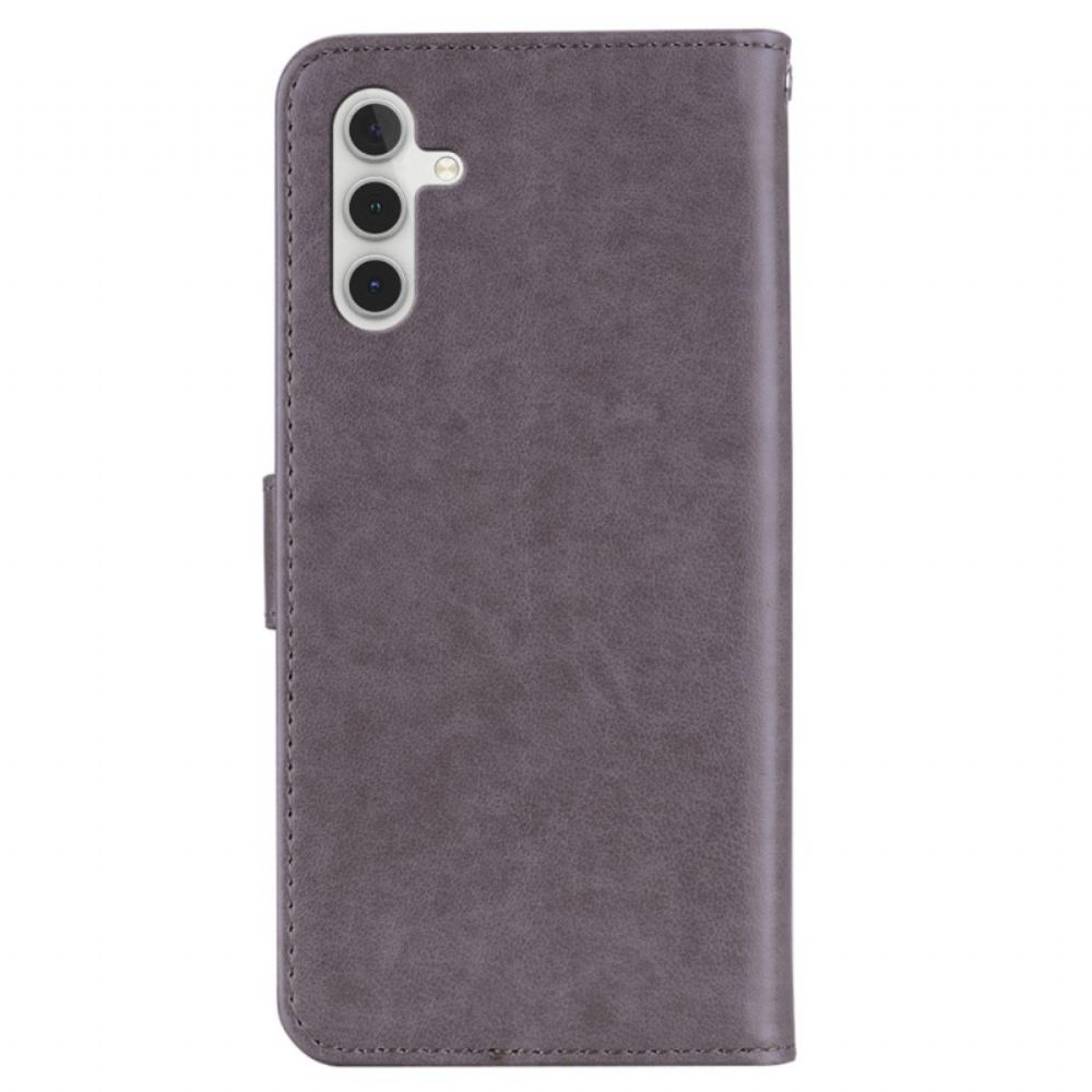 Kožený Kryt Samsung Galaxy A15 Vzor Sovy S Páskem